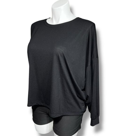 Old Navy Active Womens T Shirt Top Pullover Keyhole Back Long Sleeve Black XXL - Picture 7 of 9